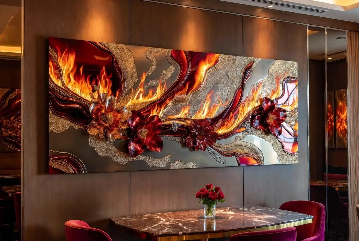 Crimson Ember in Elegant Hotel Dining Area